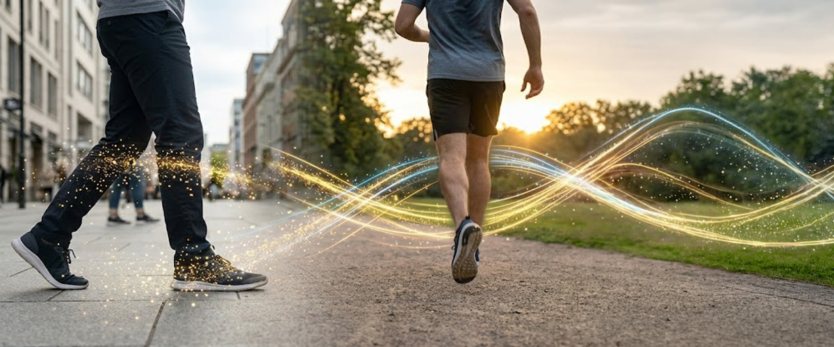 MSM行動力保養情境，日常步行與運動活動狀態示意